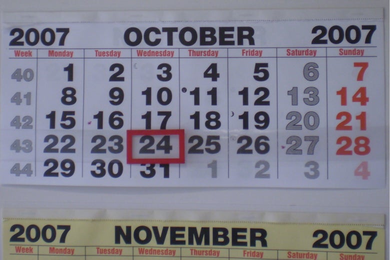 A wall calendar.